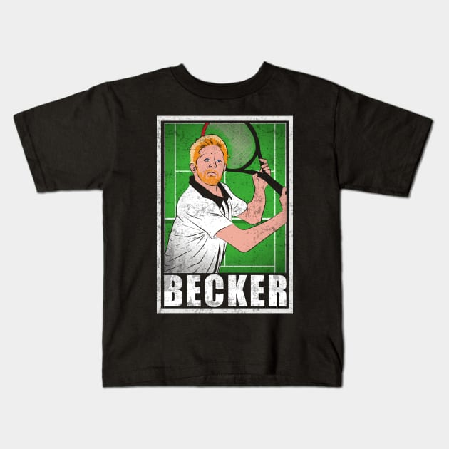 Becker Tennis Player Hero Vintage Grunge Kids T-Shirt by TEEWEB